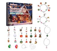 Holiday Countdown - 24 Days Bracelets Making Kit, DIY Jewelry Calendar Advent with Beads, Creative Christmas Countdown Accessory for Wives during Family Parties and Winter Celebrations