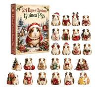 Holiday Countdown Calendar, 24 Day Cute 2D Acrylic Guinea Pigs Ornaments | Suspending Calendar Advent Decor For Home Farmhouse Tree Window Wall Mantle Living Room