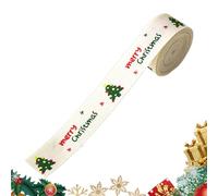 Holiday Craft Ribbon - Christmas Wrapping Decoration for Gift Ideas | Polyester Fabric with Printed Pattern, 2.2 Yards Long Festive Trim, Bow Making Supply for Wreath Door Tree