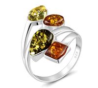Holiday Gift Shops Bague Marcia multicolore en argent sterling et ambre de la Baltique