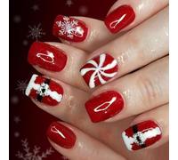 Holiday Glitters Presse Sur Les Ongles 24pcs Santa Snowflake Design Rapide Application De Noël Faux Nails ABS MATÉRIAUX SANTA PRES PRESS