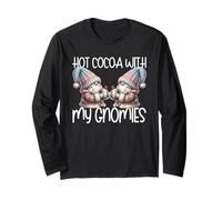 Holiday Gnomes with Hot Cocoa Mugs Funny Saying for Winter Manche Longue
