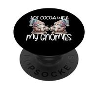 Holiday Gnomes with Hot Cocoa Mugs Funny Saying for Winter PopSockets PopGrip Adhésif