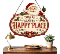 Holiday Hangable Wall Sign | Christmas Door Sign Santa Claus Design | Christmas Decorations For Room Kitchen Apartment Entryway Porch Home