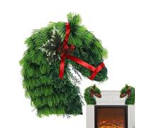 Holiday Horsehead Wreath - Realistic Christmas Garland, Weatherproof Seasonal Accent, Decorative Wall Hanging | Indoor Outdoor Door Entryway Festive Ornament for Winter Celebration Home Party Deco