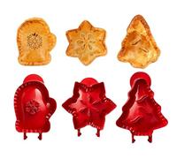 Holiday Mini Pie Mold | Christmas One-Press Hand Piee Maker | Cookie Cutter Thanksgiving Pastry Tools Accessories | for Christmass Halloween with Star, Gloves, Tree