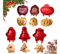 Holiday Mini Pie Mold,Christmas One-Press Hand Piee Maker,Hand Pie Molds For Baking,6 Pieces Easy Release Baking For Cookie Christmas Halloween Fall Supplies-6pcs