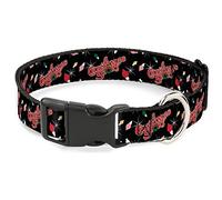 Holiday Movies Collier pour chien avec boucle en plastique, logo et lumières noires et rouges, 33 à 43 cm, 3,8 cm de large