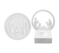 Holiday Round Silicone Cement Mold - Non-Stick Art Casting Tool | Detailed Nativity Scene Mould for Resin, Plaster, Or Wax Creations | Durable Reusable Form for Christmas Crafts, Handmade
