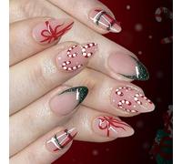 Holiday Scintillate Persist Hoofs Pale Line Gold French Tips Candy Stick Checkered Party Addition Candy Stick Lined Polyacrylate Hoofs