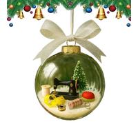 Holiday Sewing Snow Globe Ornament, Vintage Sewing Machine Christmas Tree Decoration, Christmas Sewing Snow Globe Ornament, Unique Gift for Sewists Or Families,Friends (B-1)