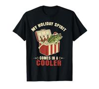 Holiday Spirit Fishing Beer Lover Humour Christmas T-Shirt