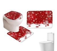Holiday Toilet Decoration Set, Christmas Bathroom Decoration with Cartoon Rug, Non-Slip Festive Floor Mat, Funny Seat Cover for RV, Apartment, Dorm, Rental, Hotel, 1 Set