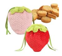 Holiday Treat Bags - 20 x 20 cm Stuffed Strawberry Treat Organizer Pouch - Multifunctional Drawstring Design Party Supplies Wrap Bag For Packaging Easter Eggs, Snacks