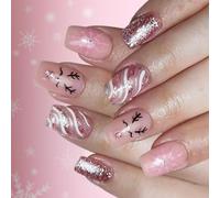 Holiday Unguis Ensemble De 24 Sabots Frauduleux Modifiables Avec Création De Cerf De Glace Substance Douce Pour Les Rassemblements Saisonniers Application Facile Sabots Frauduleux