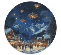 Holiday Village Square 1000 Pièce Jigsaw Puzzles Jeux Éduchatifs Soulageur De Stress Puzzle Rond Défi Couleur pour Adultes Et Enfants 1000pcs (67.5x67.5cm)