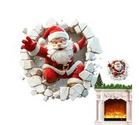 Holiday Window Clings - Wall Breaking Santa PVC Clings, Cute Christmas Sticker Set, 3D Look Holiday Graphics, Glass Decor for Kitchen, Classroom, School, Den, Festive Display