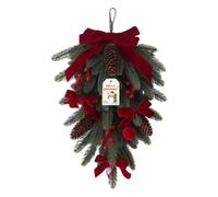 Holiday Wreath - Pine Cone Berry Design, Warm Light Winter Door Decor | Outdoor Christmas Wreath Teardrop Swag for Home Living Room Kitchen Wall Window Patio Winter Party Holiday