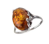 HolidayGiftShops Bague en Argent Sterling et Ambre Miel Baltique Dana Taille: 8.5