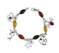 HolidayGiftShops Bracelet en Ambre de la Baltique Multicolore en Argent Sterling Dazzling