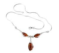 HolidayGiftShops Collier en Argent Sterling et Miel d'ambre de la Baltique Angela
