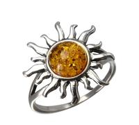 HolidayGiftShops Taille de Bague en Argent Sterling et Ambre Miel Baltique: 6