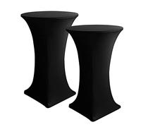 HolidayIdeas Lot de 2 Housses de Table à Cocktail - Nappes à Coins carrés en élasthanne Extensible (Noir, Convient pour Les Tables de 76,2 cm de diamètre x 106,7 cm de Hauteur)