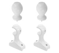 HOLIDYOYO 1 Jeu d'embouts de Rechange pour tringles à Rideaux de 28 mm (1 Pouce) - Embouts Blancs avec Supports en Bois et vis M6 - Accessoires pour Rideaux