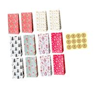 HOLIDYOYO 12 Ensembles Set de Noël Kraft avec Autocollants Sachets Papier pour Bonbons Biscuits et Friandises pour Fêtes DIY et