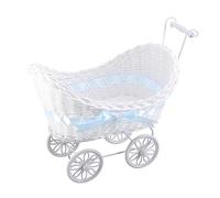 HOLIDYOYO 1Pc Rotin Chariot Ornements Poussette Wagon Bébé Tricycle Landau Panier Bébé Osier Landau Poussette Ornements Panier De Mariage en Osier Voiture Panier en Osier Panier De Fleurs