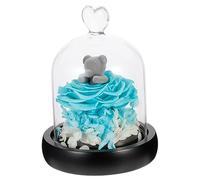HOLIDYOYO 1pièce Élegant Décoration De Fleurs Préservées sous Cloche Verre Romantique pour Saint-Valentin avec Ours Rose Éternelle Décor Intérieur Charmant Et