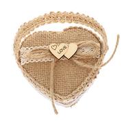 HOLIDYOYO 1pièce Panier à Anneaux De Fiançailles Jute avec Nœud pour Mariage Et Propositions Élégant Coffret De Rangement pour Bijoux pour Fêtes Et Célébrations