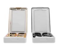 HOLIDYOYO 2 Ensembles Boîte de Lentilles de Contact Portable de Étuis Plastique Étanches pour Voyager Accessoire Pratique et Compact pour Lentilles Cosmétiques Noir et Or