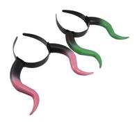 HOLIDYOYO 2 Pièces Bandeaux Cornes de Diable Réalistes pour Carnaval Halloween Accessoires de Costume Gothique Cornes Animales Cosplay pour Fête et Carnaval Vert Rose