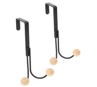 HOLIDYOYO 2 pièces Crochet de Porte Double Tête Patère Suspendue Multifonction pour Vêtements Sacs et Chapeaux Design Simple et Élégant Lot de Noir avec Perles Bois