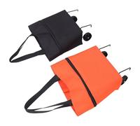 HOLIDYOYO 2 Pièces Lot de 2 Chariots de Marché Pliables à roulettes, Compact et Portable, en Tissu Robuste, Couleurs Orange et Noir, Chariots à Provisions Pratiques pour Courses et Rangement