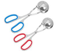 HOLIDYOYO 2 pièces Pinces à Boulettes de Viande en Acier 304 Poli Miroir Petit Modèle Cercle Rouge Lot de 2 Résistantes à la Chaleur Antiadhésives Polyvalentes pour Cuisine Maison et