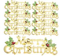 HOLIDYOYO 20pièces Décorations De Noël De Signe De Porte Merry Christmas avec Lettres Doré pour Ambiance Festive Maison