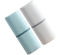 HOLIDYOYO 2pièces Rangement Brosse à Dents Portable Boîte Étui De Rangement pour Brosse à Dents Gobelet De Lavage Blanc Bleu Ciel