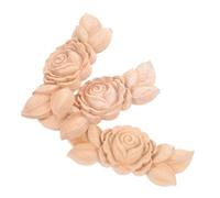 HOLIDYOYO 3 Pièces Décoration Sculptée en Matière Naturelle pour Meubles Appliques Décoratives pour Lit Miroir Armoire Cadre Angle Non Peint Lot