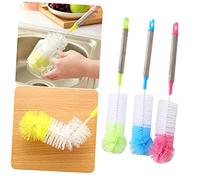 HOLIDYOYO 3pièces Brosse De Nettoyage Pour Bouteille Manche Long Acier Inoxydable Tête Ronde Nylon Flexible Pour Biberon Tasse Et Bouteille