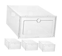 HOLIDYOYO 4 pièces Boîtes à Chaussures Empilables Transparentes Pliantes Lot de Organiseurs de Rangement pour Baskets Gain de Place Sous Lit et Meuble Faciles à Ouvrir et Fermer