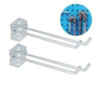 HOLIDYOYO 4 pièces Crochets pour Pegboard Acier Robustes Support Mural de Rangement Garage Crochets Doubles pour Outils Lourds Organiseur Gain de Place pour Marteaux et Balais