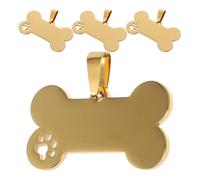 HOLIDYOYO 4 pièces Plaque Inox Gravée pour Chien Médailles Identification Personnalisées Antilost Acier Inoxydable Doré Étiquettes Chiot Confortables et Résistantes pour Animaux de