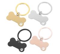 HOLIDYOYO 4pièces Anneau De Plaque Identité pour Collier Plaques Identité Métal Pendentif pour à Dos pour Chiot Porte-clés Commémoratif pour Chien