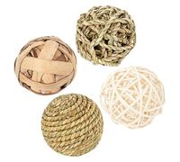 HOLIDYOYO 4pièces Balles à Mâcher Jonc De Mer pour Petits Animaux Jouets pour Lapins Rats Hamsters Et Gerbilles Stimulant Activité Physique Santé Dentaire