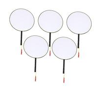 HOLIDYOYO 5 Pièces Éventail de Peinture DIY pour Garçon Fille Accessoire de Dessin et Peinture Main Ventilateurs Soie Tissée avec Corde Suspendue Cadeau Créatif pour et Garçons