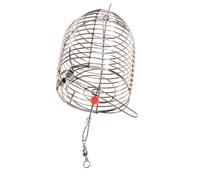 HOLIDYOYO 6 pièces Cage Piège Appâts Poisson Acier Inoxydable Cage Leurre avec Couvercle à Ressorts Carnassier Portable Rouge Moyen