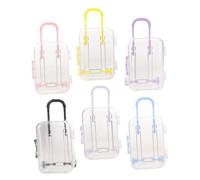 HOLIDYOYO 6 Pièces Mini Boîte à Bijoux Valisette Transparente Roulettes | Plastique, Rangement Compact et Portable, Vue Facile du Contenu, pour Faux Cils ou Bonbons