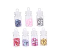 HOLIDYOYO 7 Pièces Bouteille à Souhaits Verre avec Bouchon Pot à Souhaits Transparent Rempli Étoiles Colorées pour DIY Bijoux Rouge Or Métallique Rose Bleu Profond